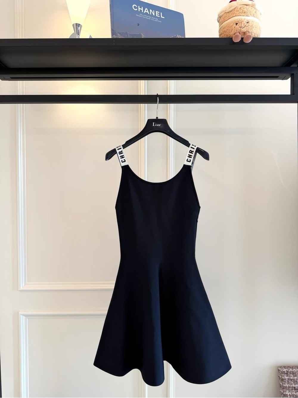 Dior Black Mini Dress with White Branded Straps